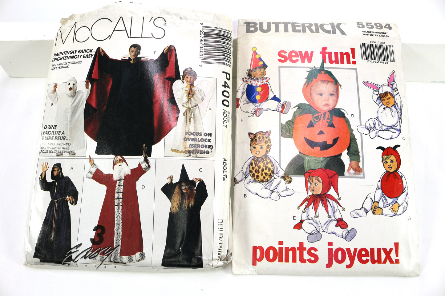 McCalls P400 Kid Variety Costume Sewing Pattern or Butterick 5594 Baby Costume Sewing Pattern