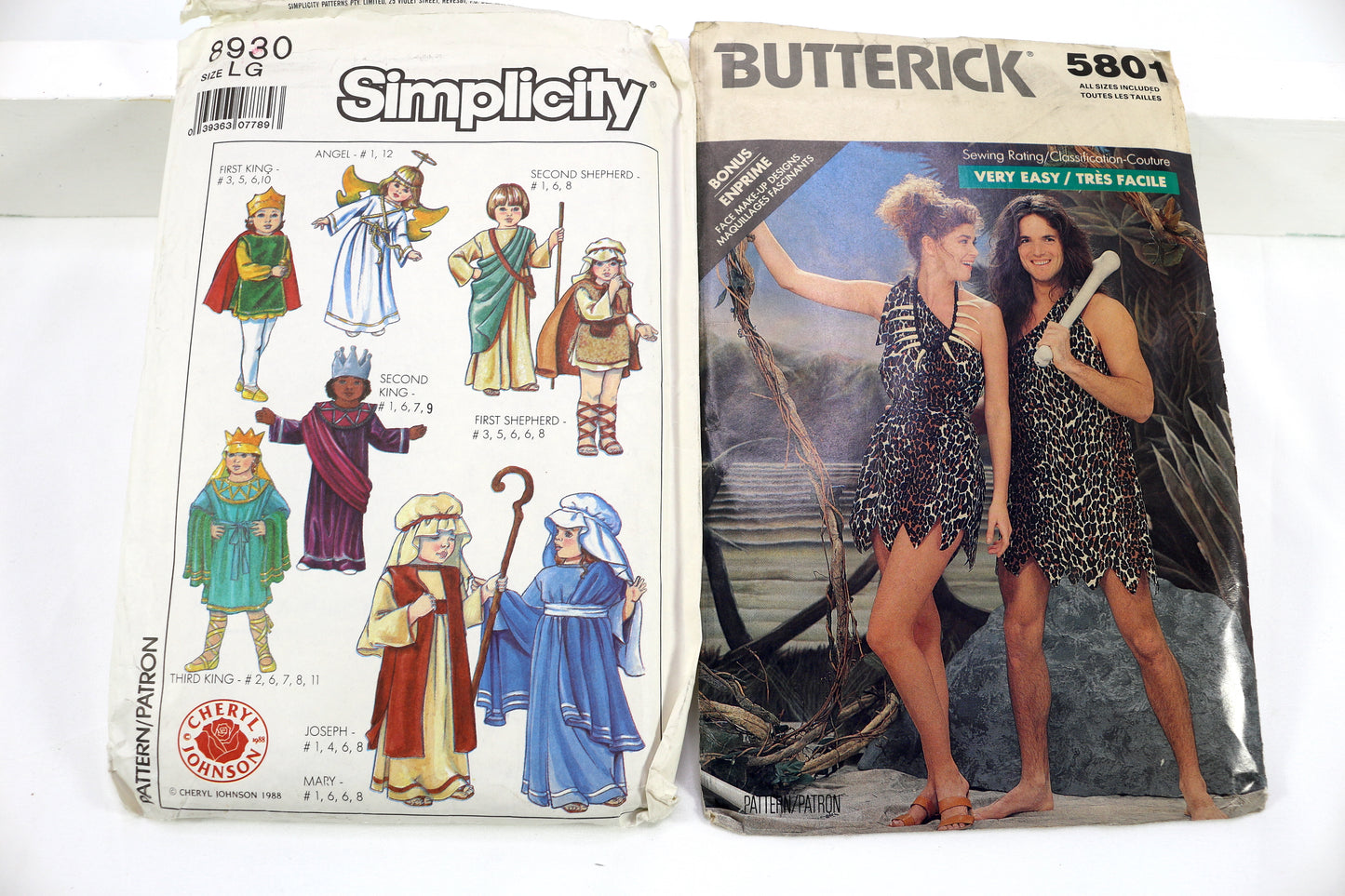 Simplicity 8930 Variety Kids Sewing Costume or Butterick 5801 Caveman Costume Sewing Pattern