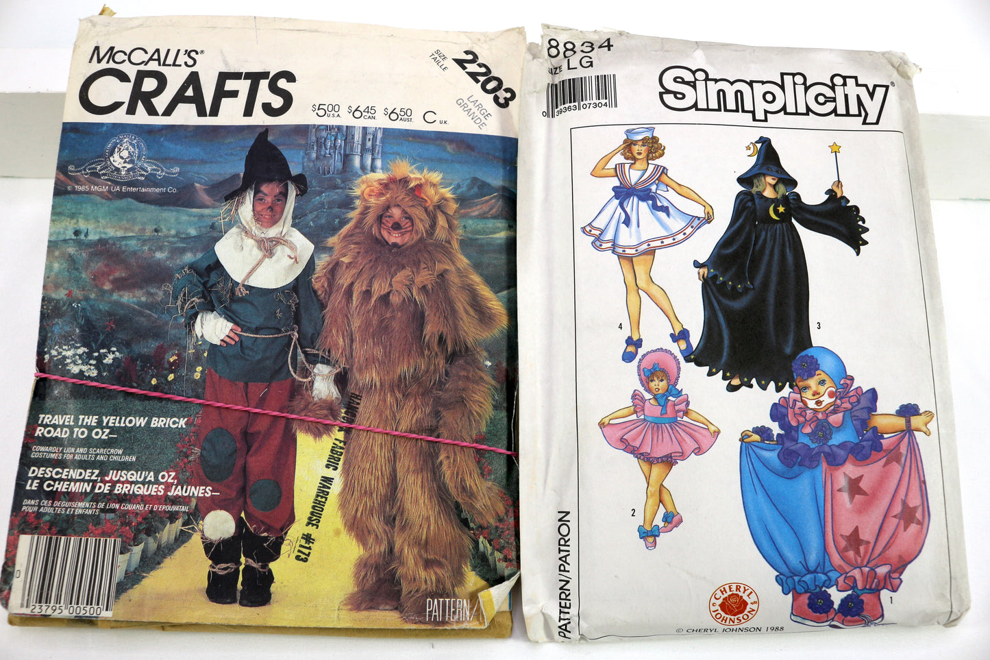 McCalls 2203 Wizard of Oz Costume Sewing Pattern or Simplicity 8834 Clown, Babydoll, With Costume Sewing Pattern