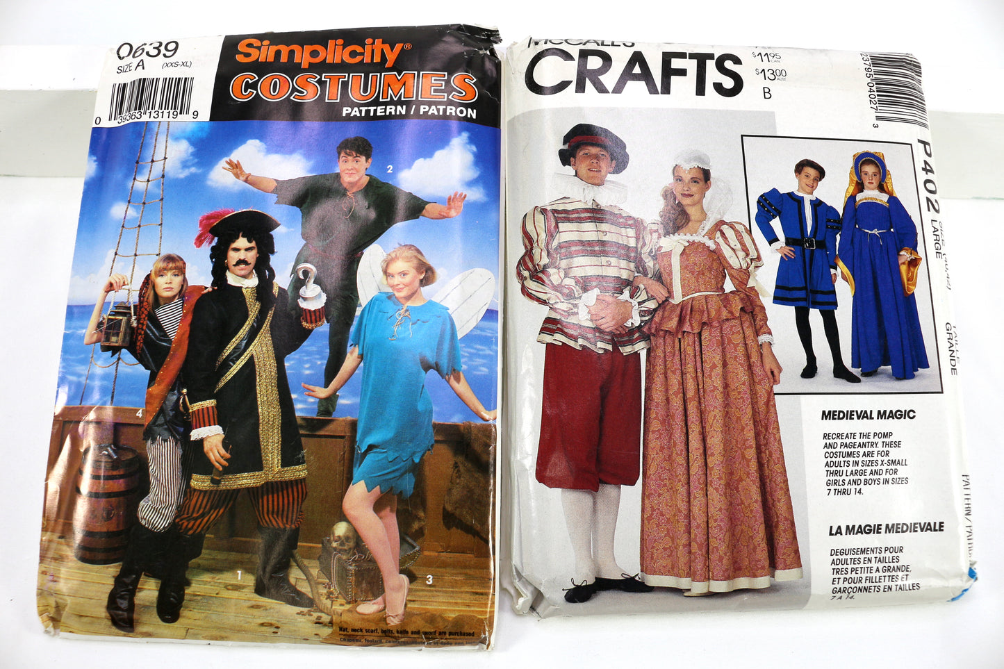 Simplicity Peter Pan Costume Sewing Pattern or McCalls P402 Medieval Magic Costume Sewing Pattern
