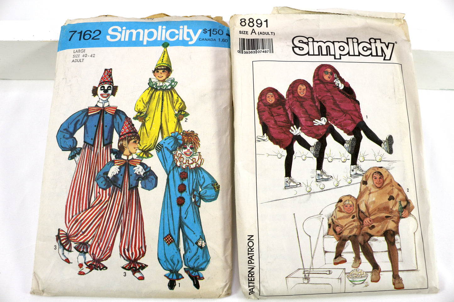 Simplicity 7162 Clown Costume Sewing Pattern or Simplicity Raisin, Cookie Costume Sewing Pattern