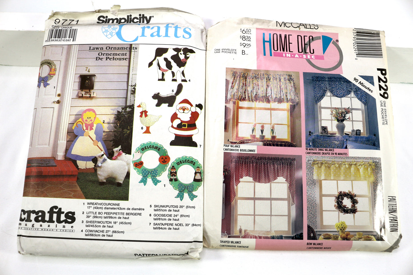 Simplicity 9771 Craft Sewing Patterns or McCalls P229 Valance Sewing Pattern