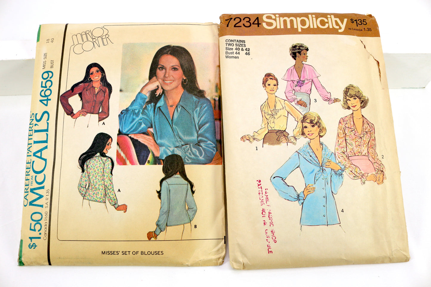 McCalls 4659 Womens Top Sewing Pattern or Simplicity 7234 Womens Top Sewing Pattern