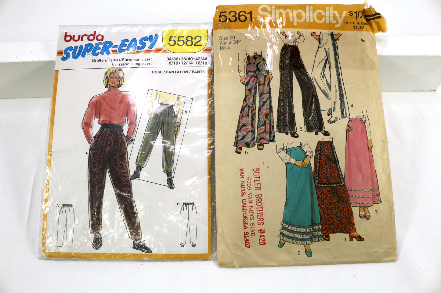 Burda 5582 Womens Pants Sewing Pattern or Simplicity 5361 Womens Skirt / Pant Sewing Pattern