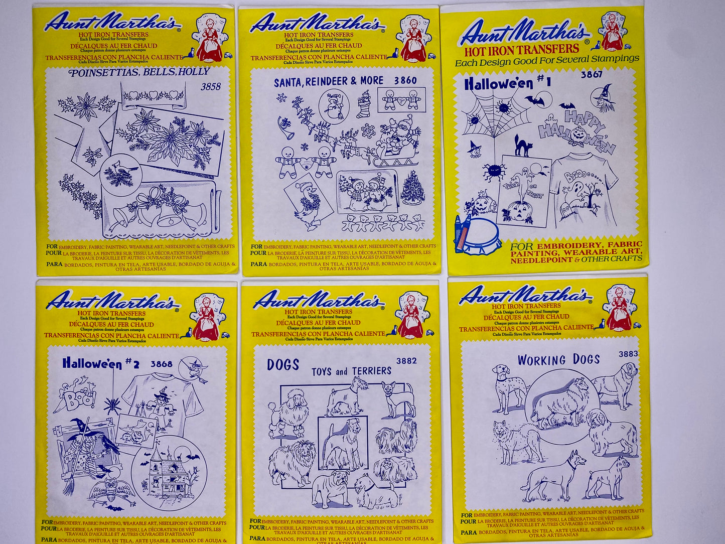 Aunt Martha's Hot Iron Transfers #3858, #3868, #3860, #3882, #3867, #3883