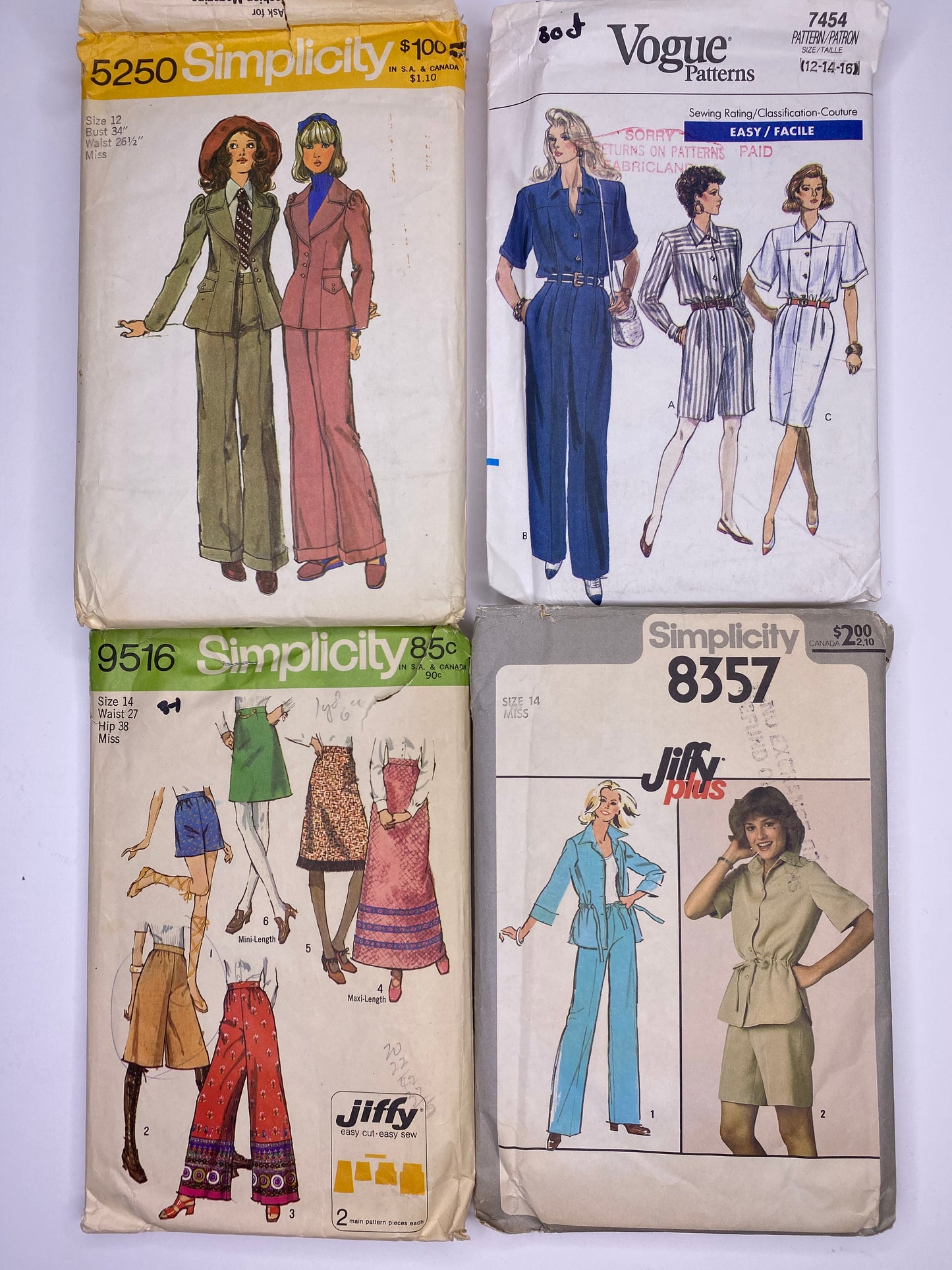 Simplicity 5250, Vogue 7454, Simplicity 9516, Simplicity 8357 Sewing Pattern PK101