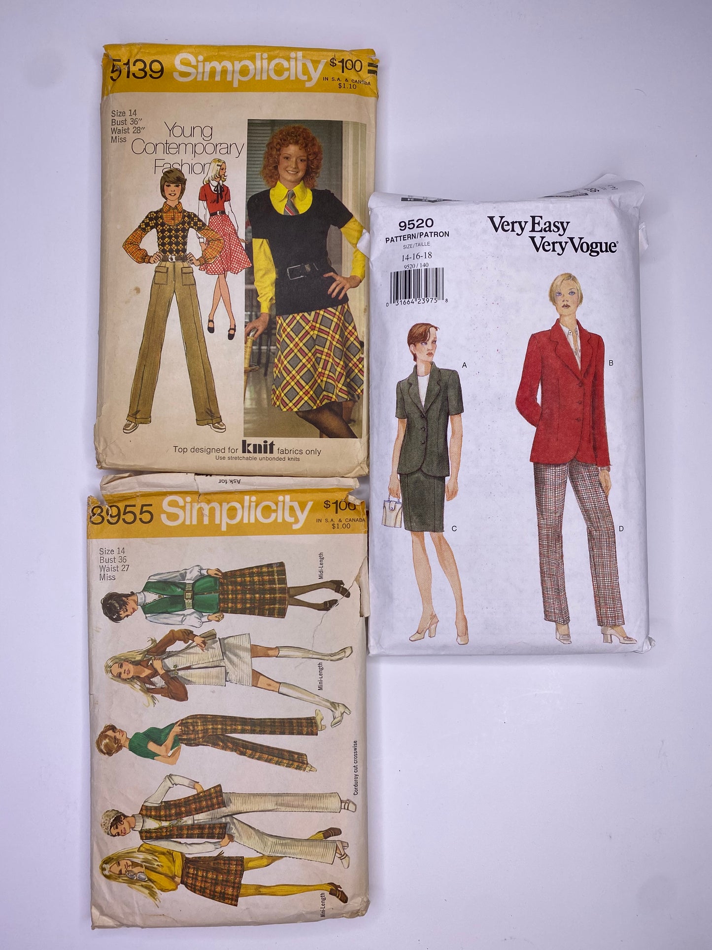 Simplicity 5139, Vogue 9520, Simplicity 8955 Sewing Pattern PK108