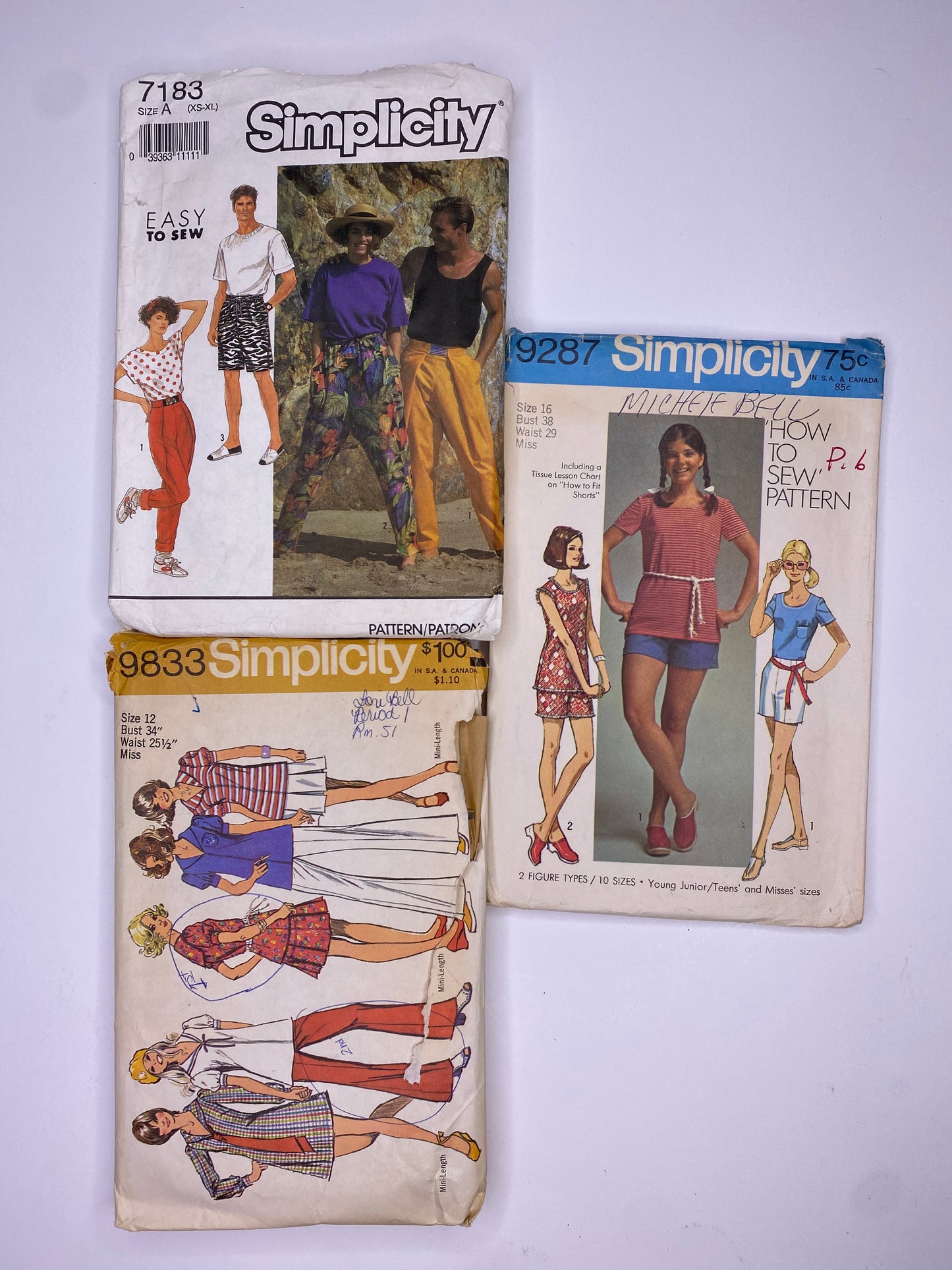 Simplicity 7183, Simplicity 9287, Simplicity 9833 Sewing Pattern PK109