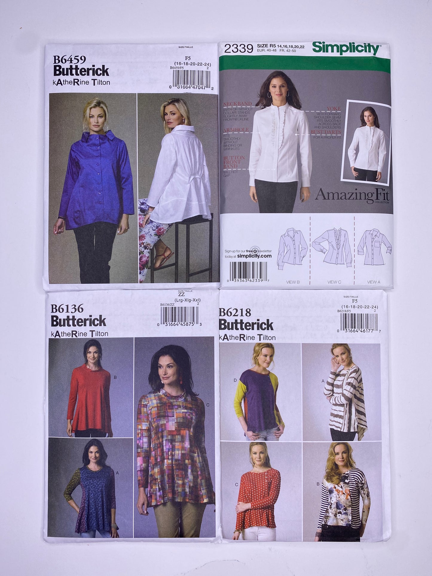 Vogue V6459, Simplicity 2339, Butterick B6136, Butterick B6218 Sewing Pattern PK118