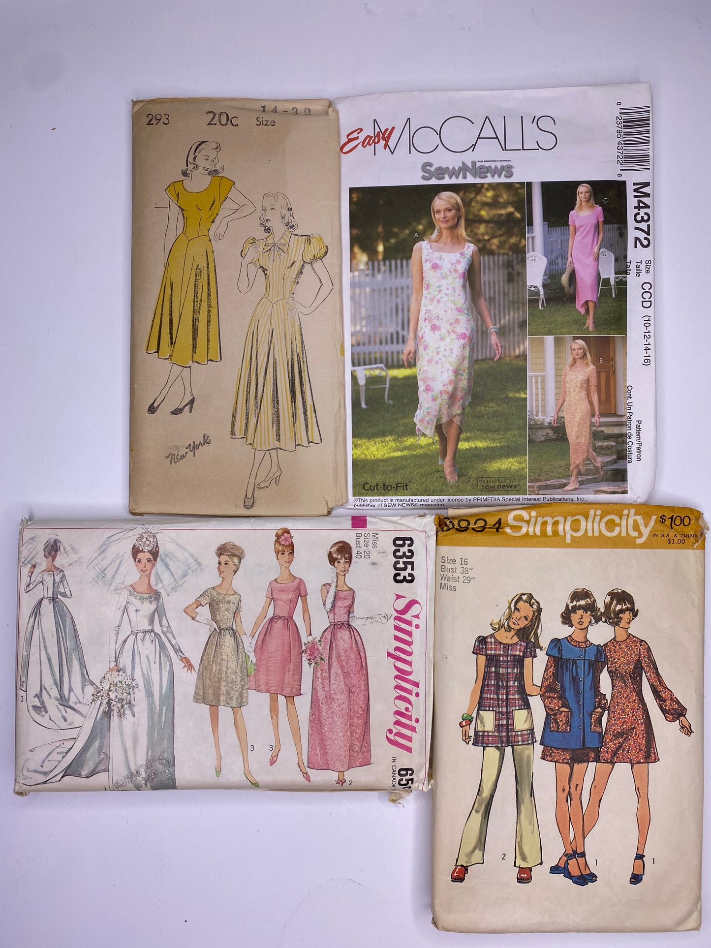New York Pattern 293, McCalls M4372, Simplicity 6353, Simplicity 9834 Sewing Pattern PK124