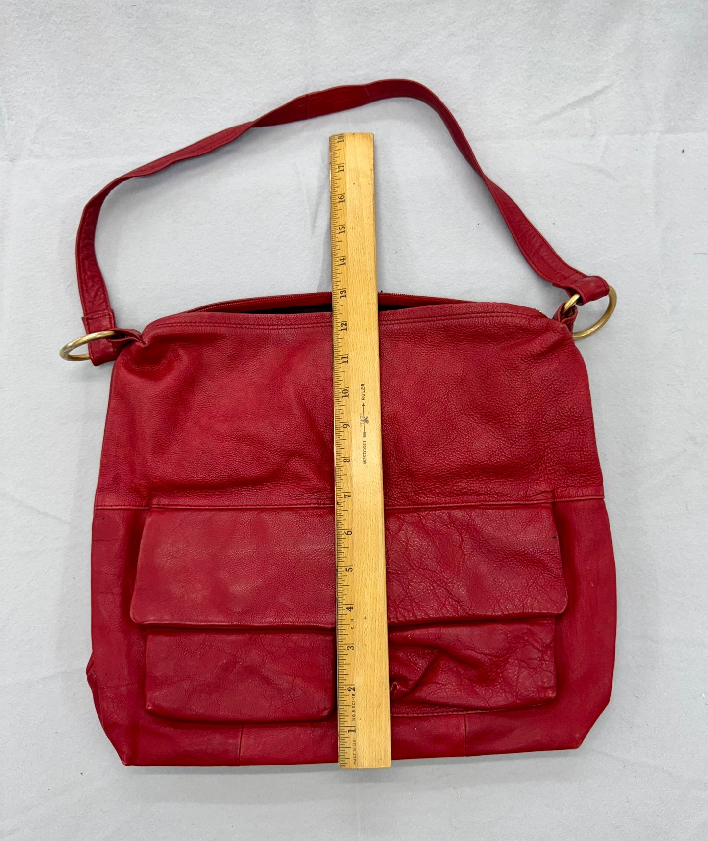 Red Leather Purse  – Secondhand Bag for Upcycling or Everyday Use