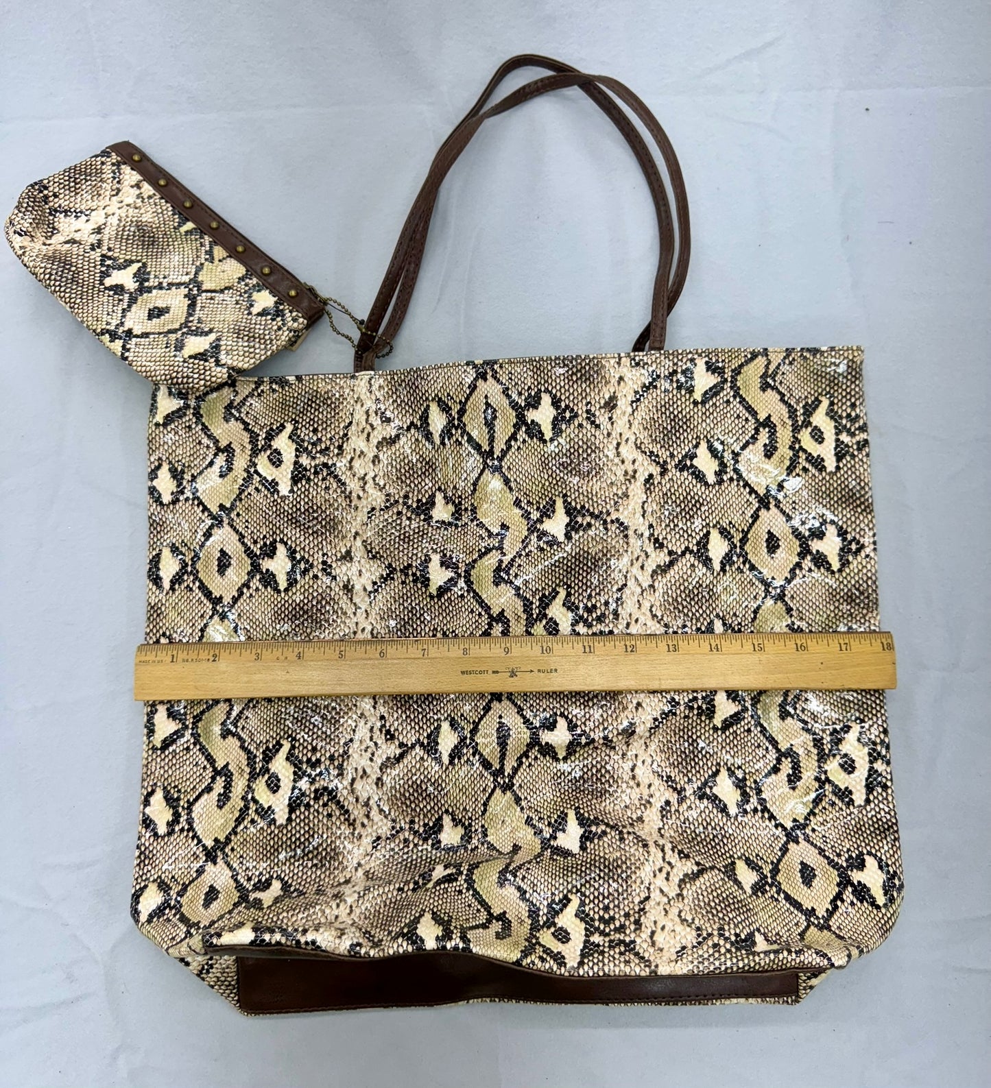Faux Snakeskin Tote   – Secondhand Bag for Upcycling or Everyday Use