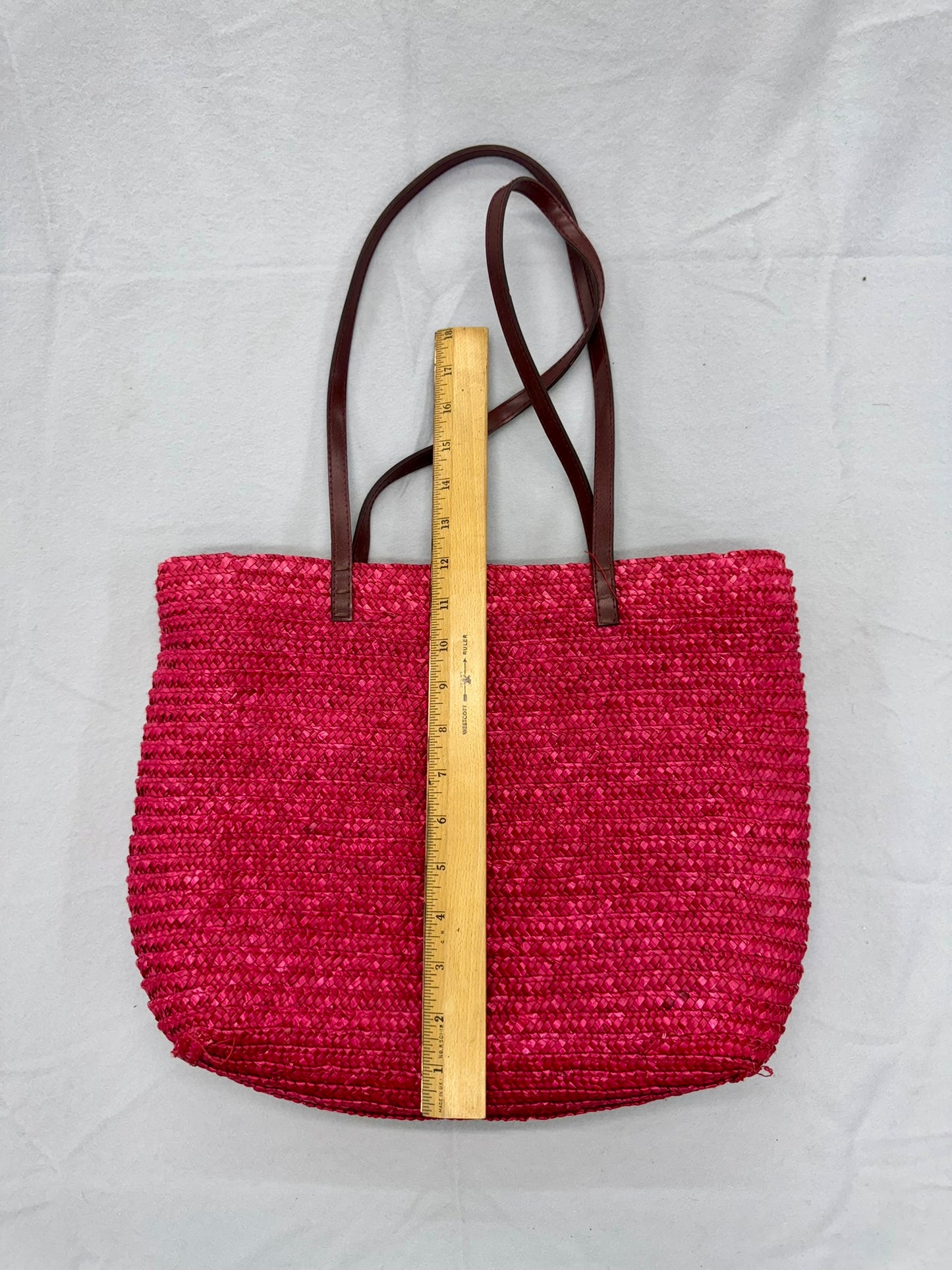 Bright Pink Basket Tote – Secondhand Bag for Upcycling or Everyday Use