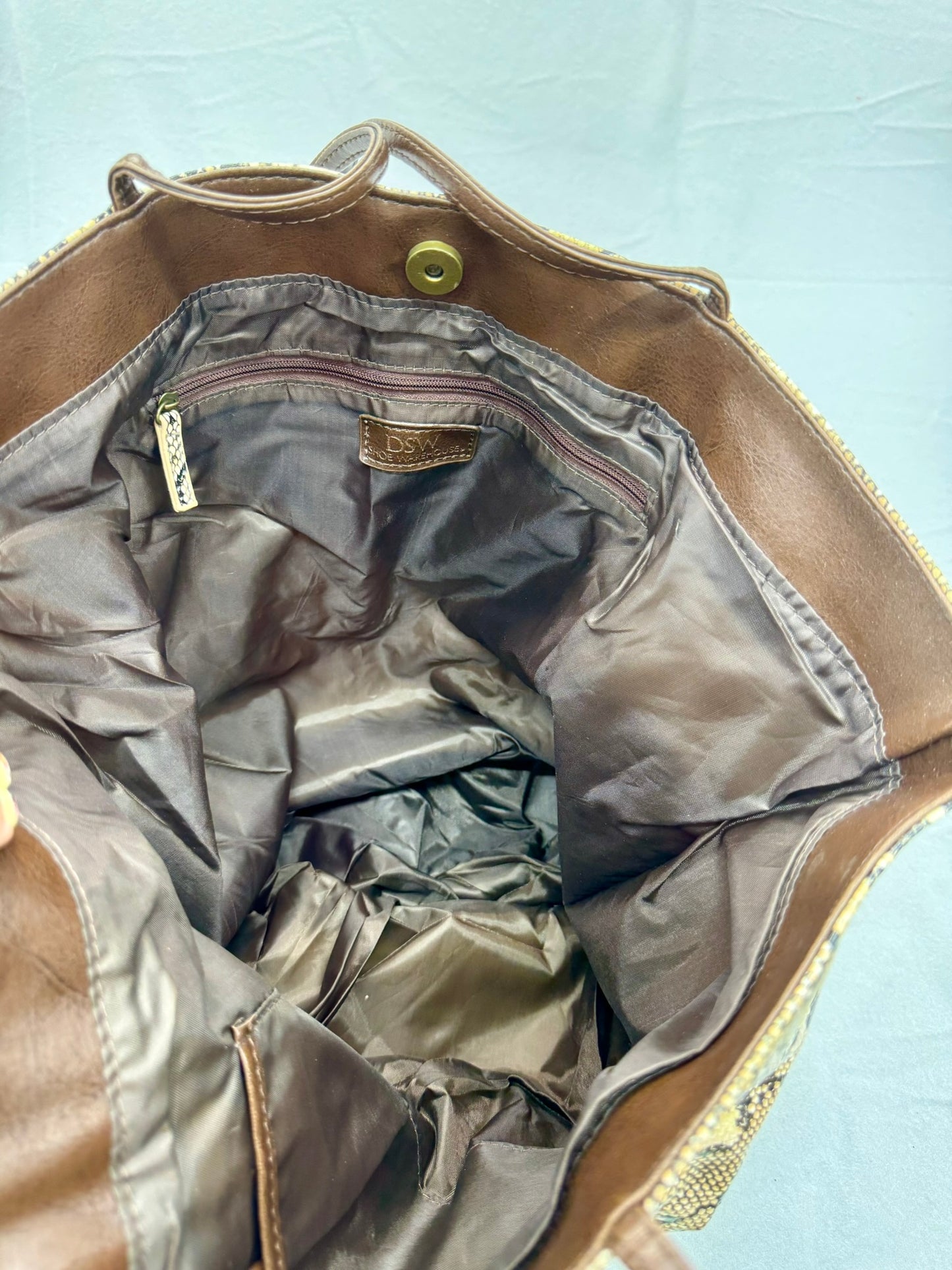 Faux Snakeskin Tote   – Secondhand Bag for Upcycling or Everyday Use