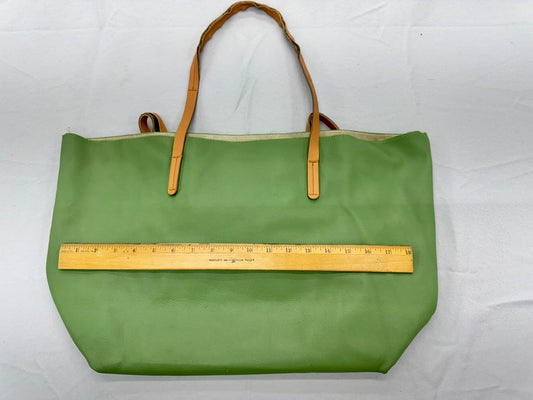 Green Vegan Leather Tote – Secondhand Bag for Upcycling or Everyday Use