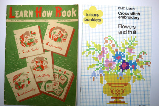 Learn How Book or DMC Library Cross Stitch Embroidery Flowers and Fruit
