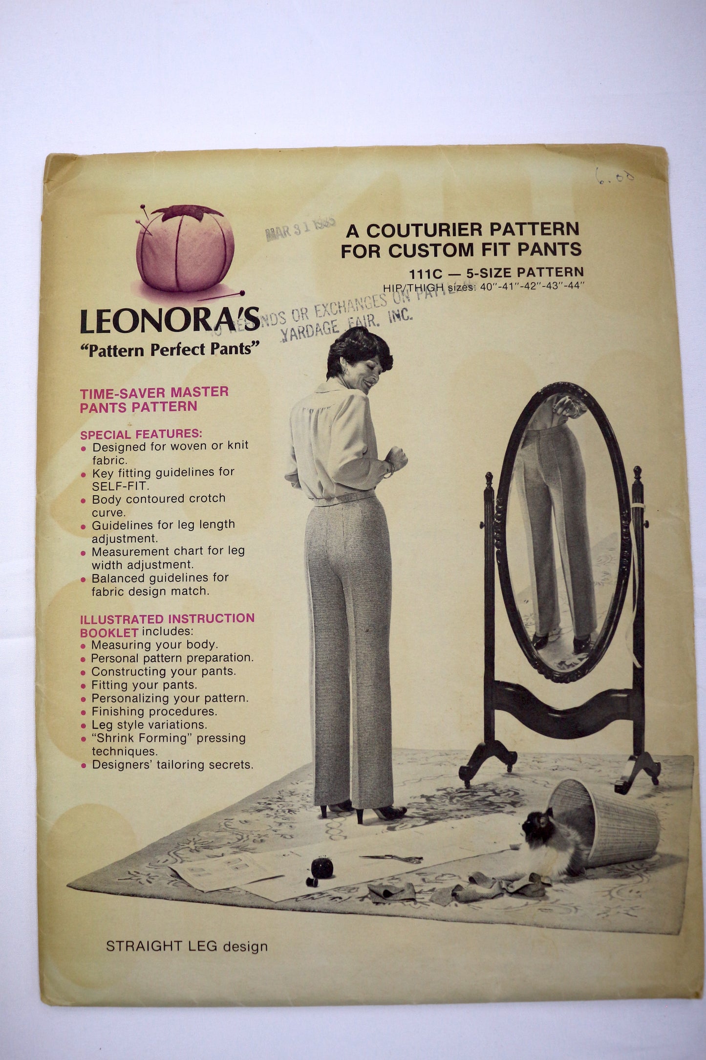 Leonoras Pattern Perfect Pants  A Couturier Pattern for Custom Fit Pants