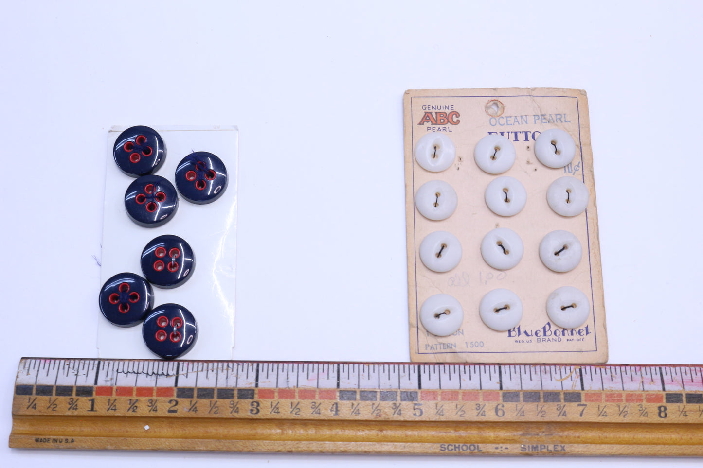 Vintage Blue Buttons with Red or Vintage Pearl Buttons
