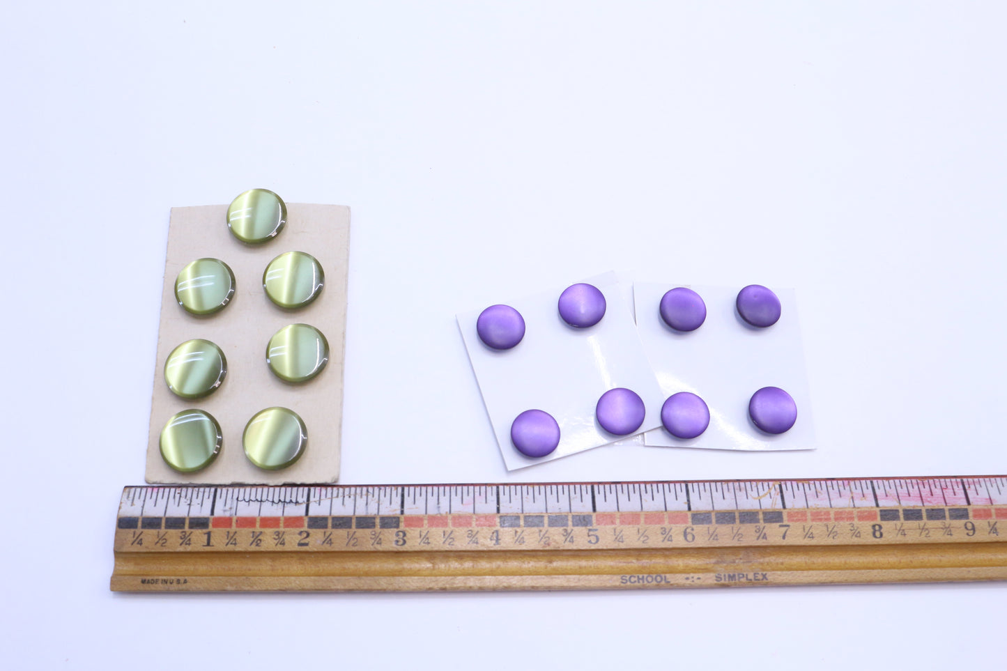 Vintage Flat Green Buttons or Flat Purple Buttons