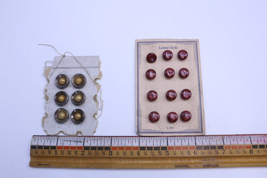 Vintage Metal Gold Buttons or Red Flower Buttons