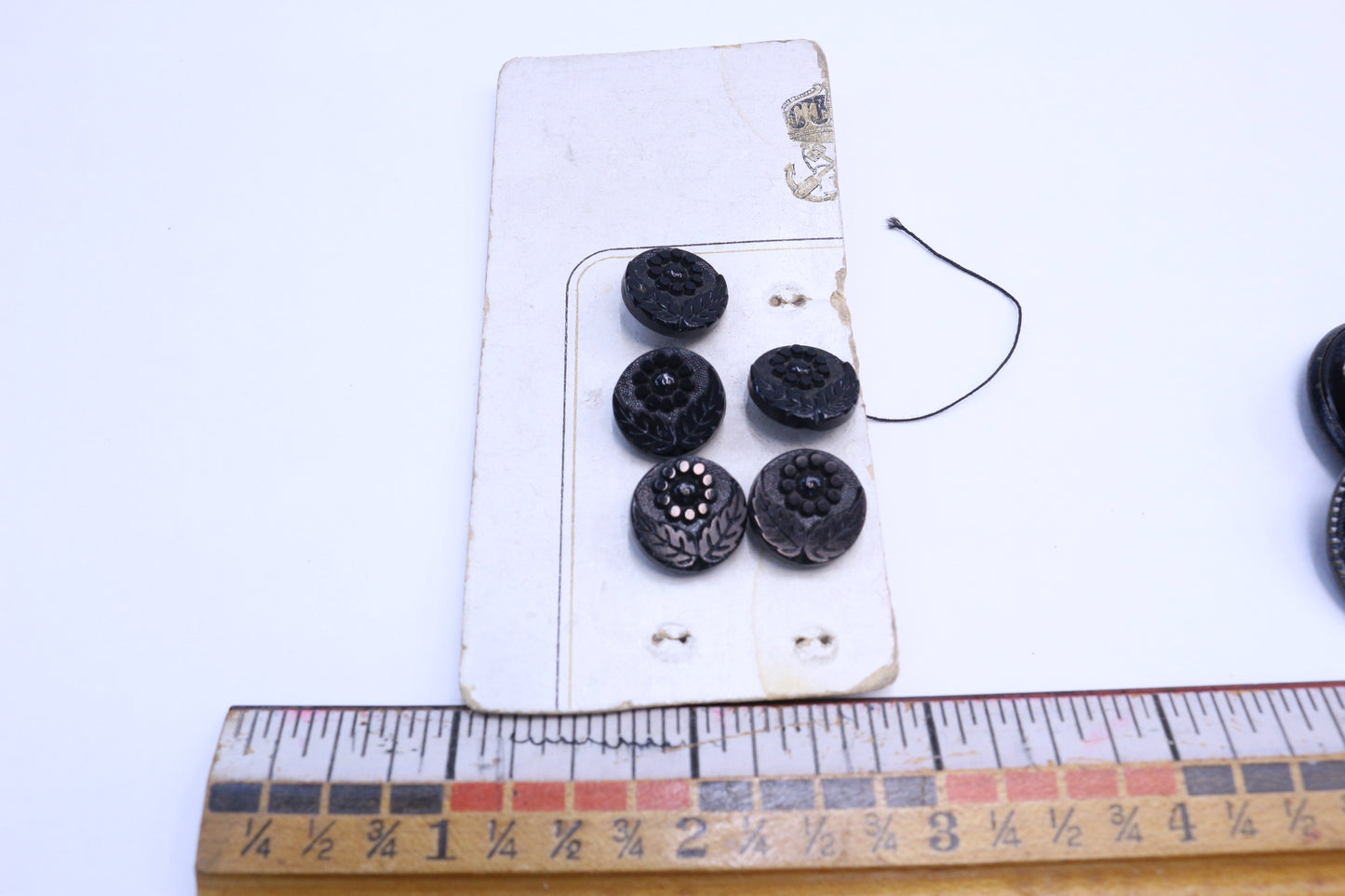 Vintage Black Flower Buttons or Stitched Flower Buttons