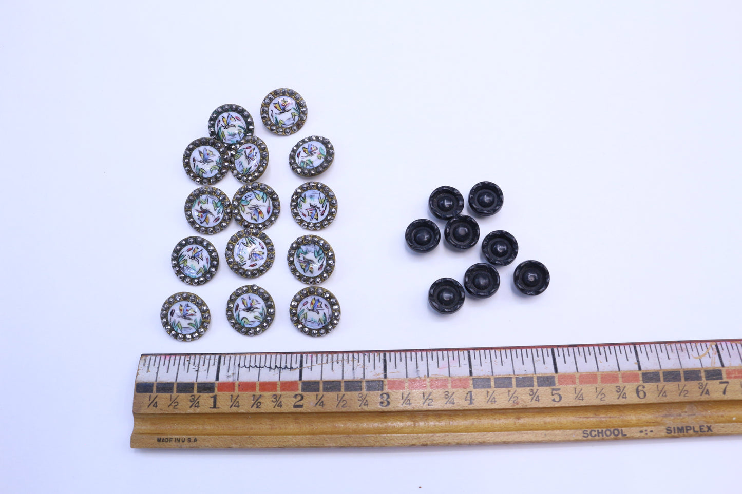 Vintage Butterfly Buttons or Black Cup Flower Buttons