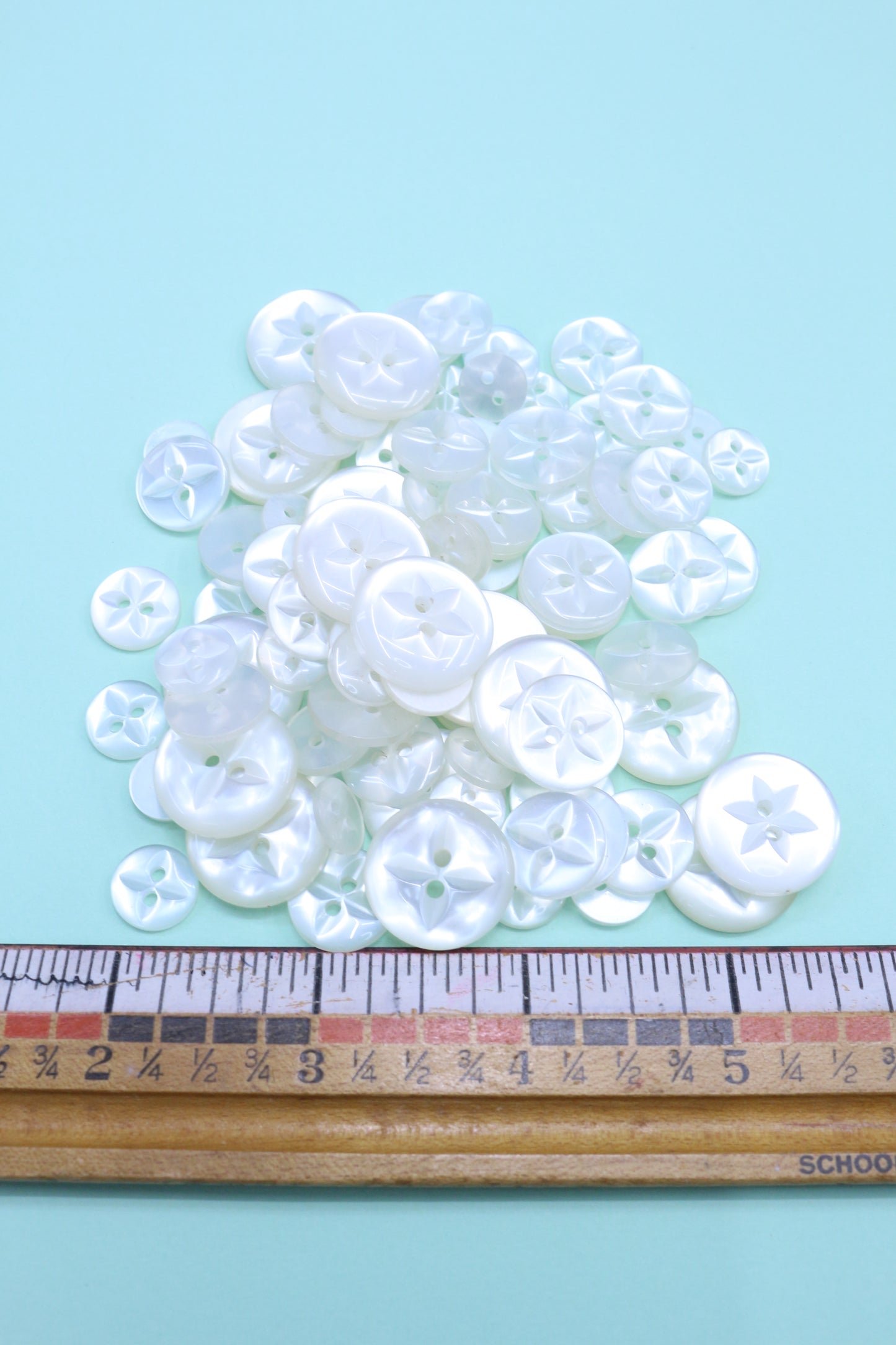 Opaque White Star Buttons or Mixed Vintage Buttons