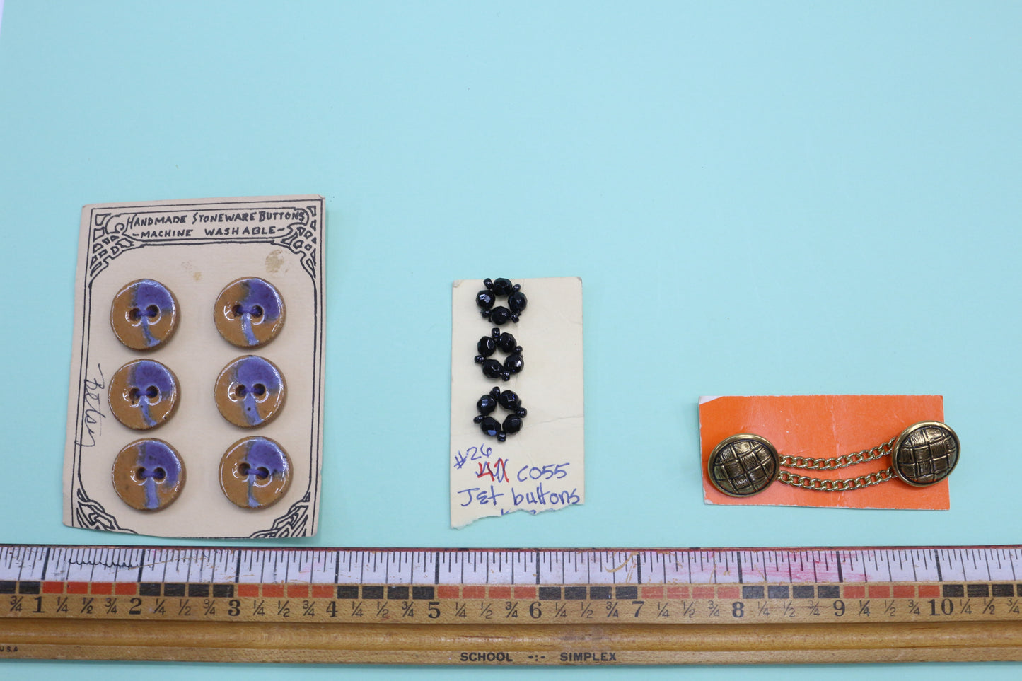 Stoneware Buttons or Jet Buttons or Collar Clasp
