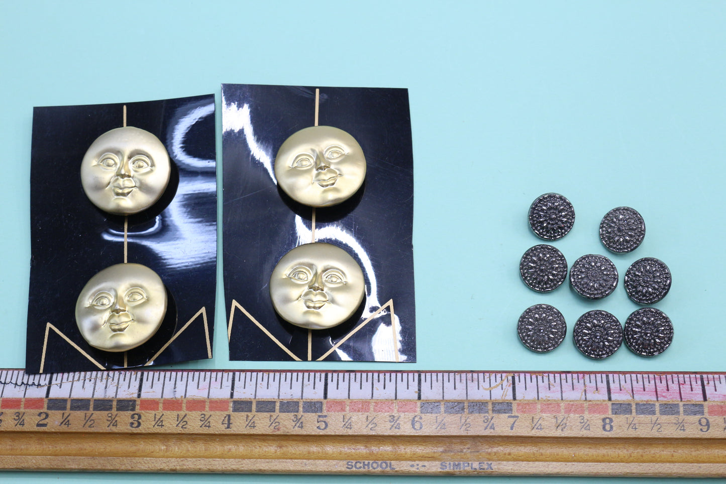 Vintage Metal Sun Buttons or Metal Mandala Style Buttons