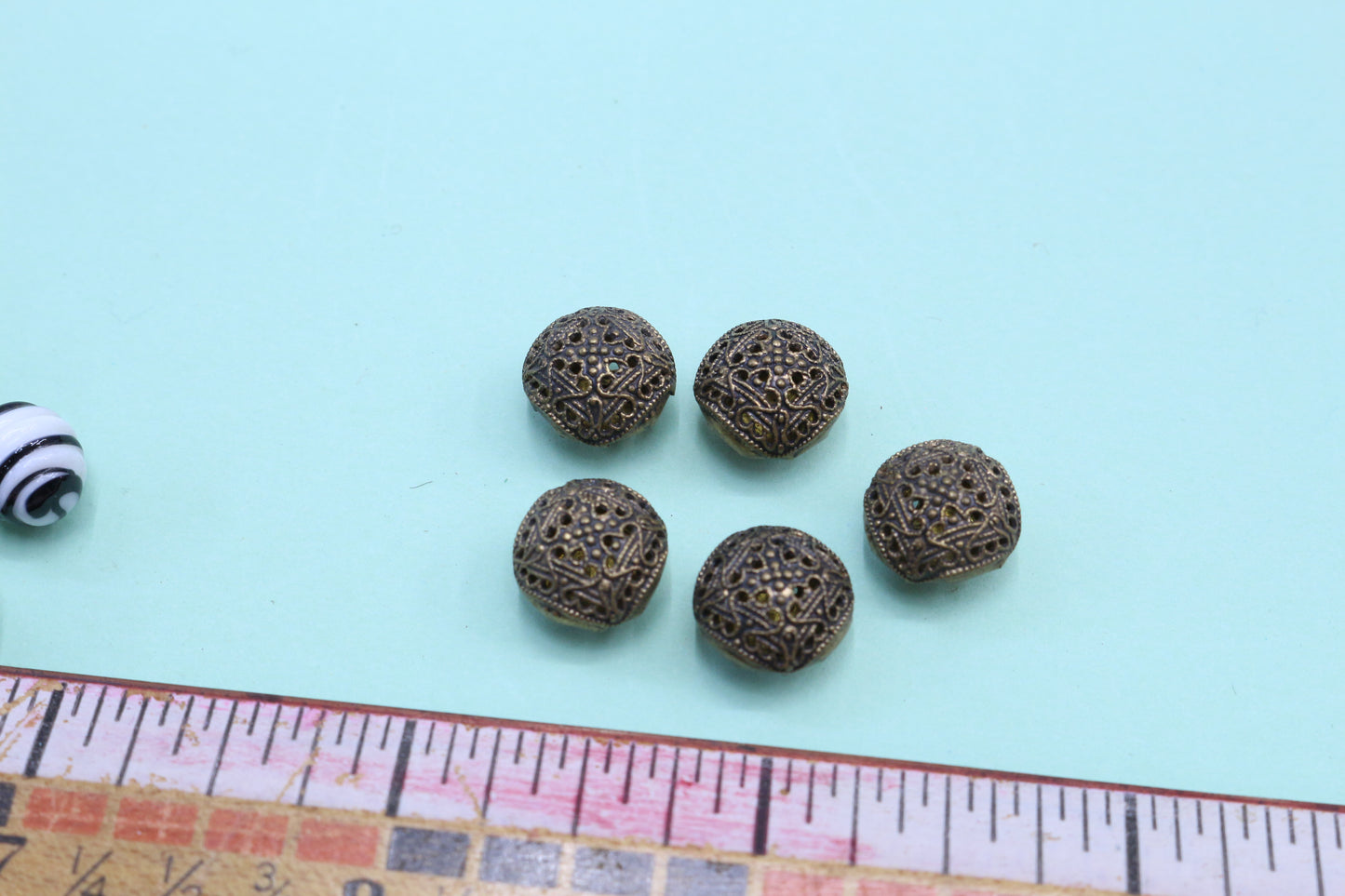 Vintage Buttons Metal Hearts or Glass Black & White Balls or Detailed Metal Balls