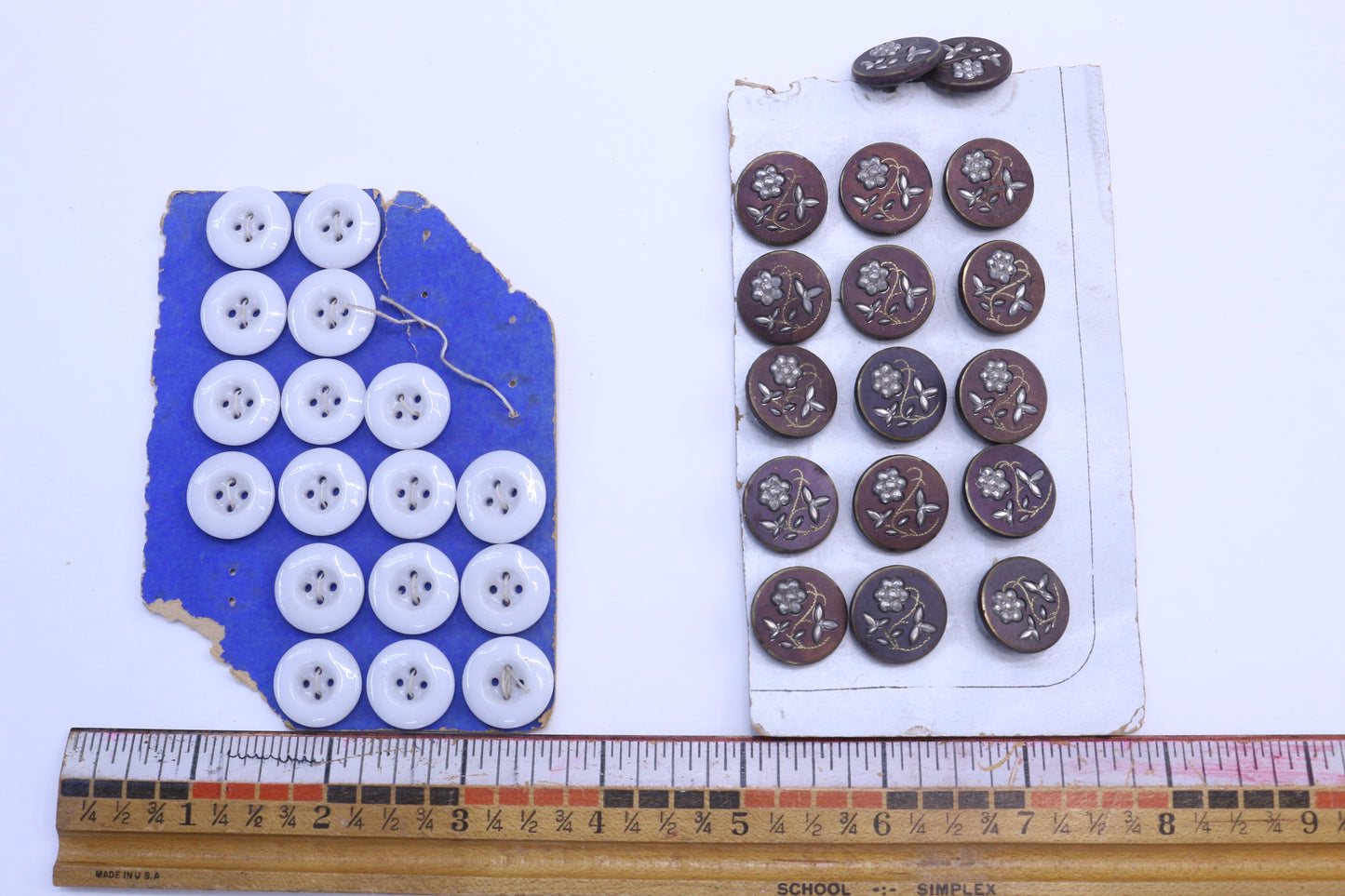 Vintage White Buttons or Metal Flower Buttons