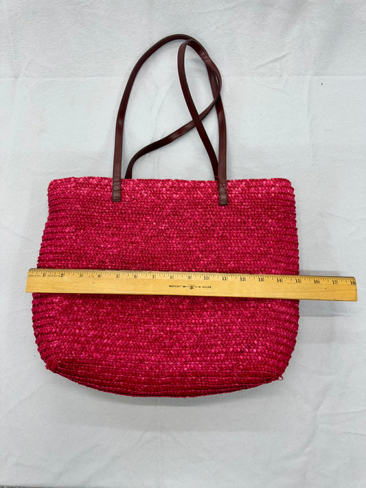 Bright Pink Basket Tote – Secondhand Bag for Upcycling or Everyday Use