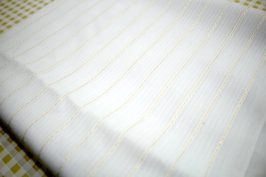 Yacht Night Vibes White with Pinstripe Gold Textured Blend Fabric 45" x 3 yds