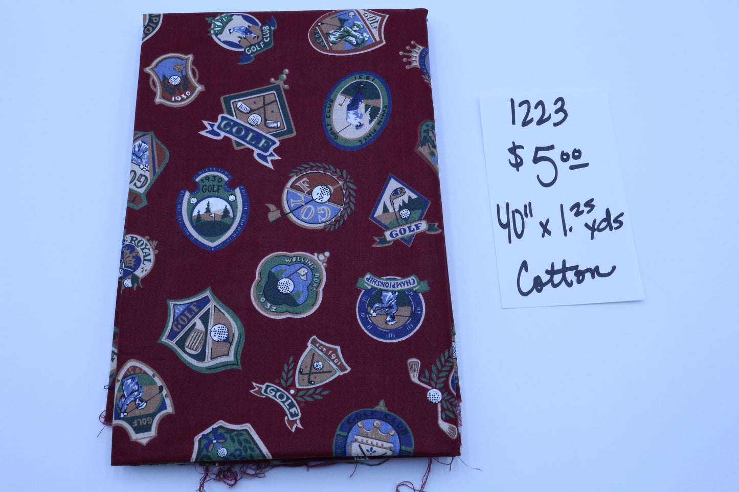 Vintage Golf Clubhouse Cotton Fabric 40" x 1.25 yds