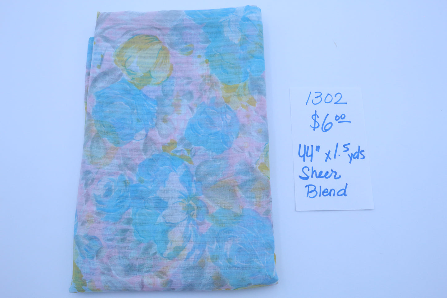 Sheer Flower Fabric 44" x 1.5 yds