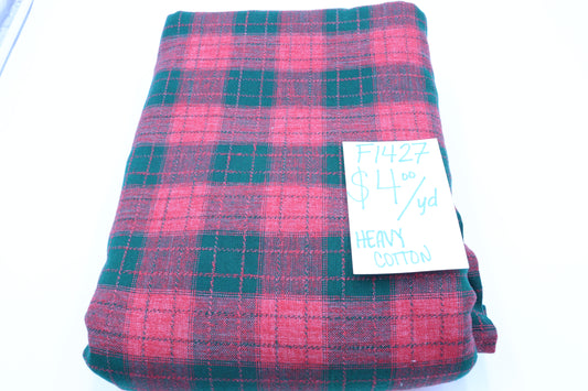 Red & Green Plaid Heavy Cotton Fabric 59" wide