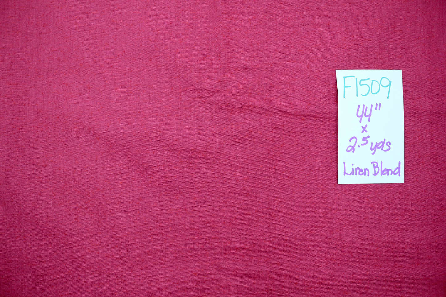 Hot Fuschia Days Linen Blend Fabric 44" x 2.5 yds