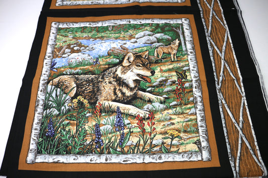 Wolf Quilt or Pillow Cut and Sew Fabric Panel
