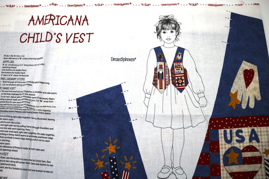 Americana Child's Vest Cut and Sew Fabric Panel
