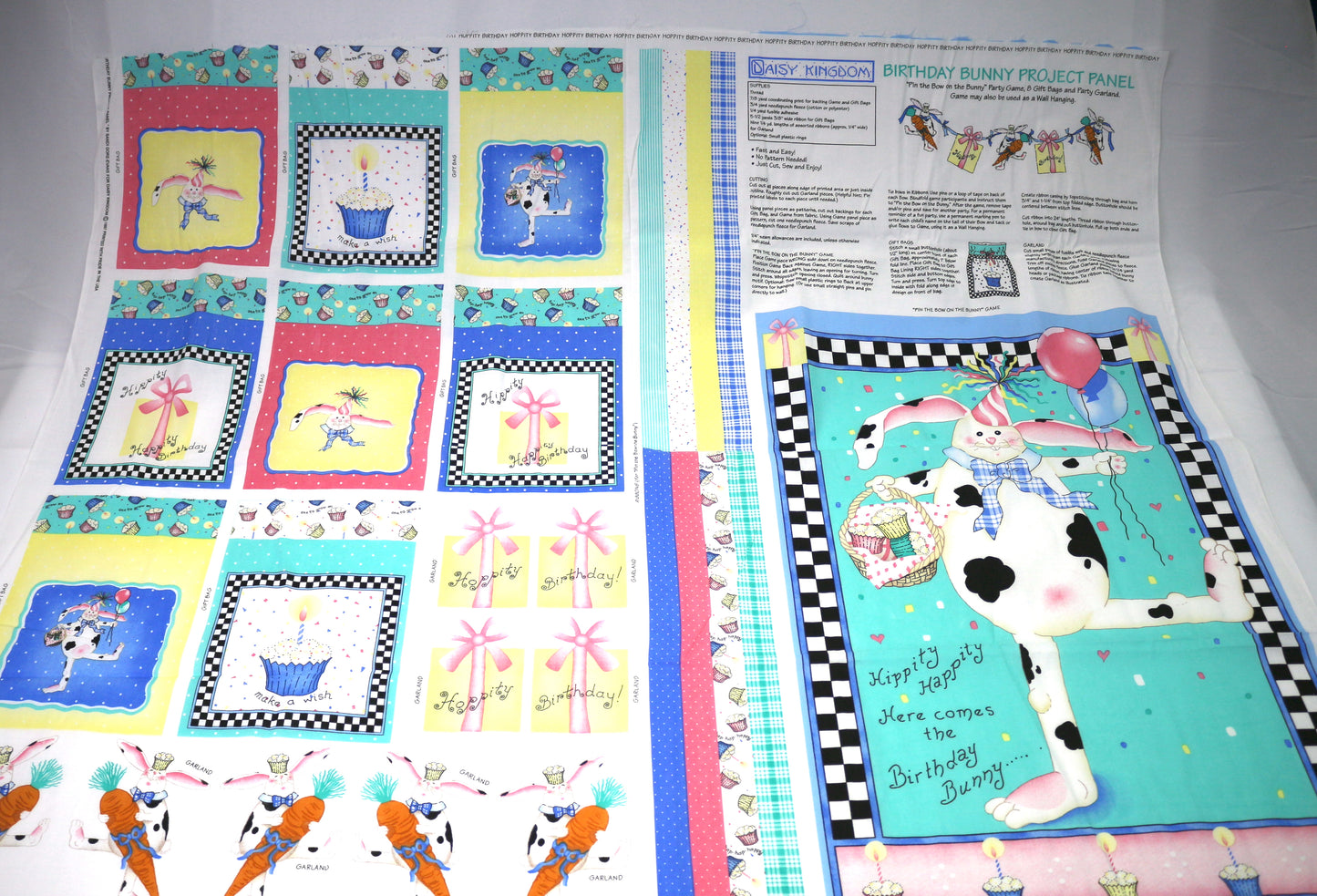 Daisy Kingdom Birthday Bunny Cut & Sew Fabric Panel