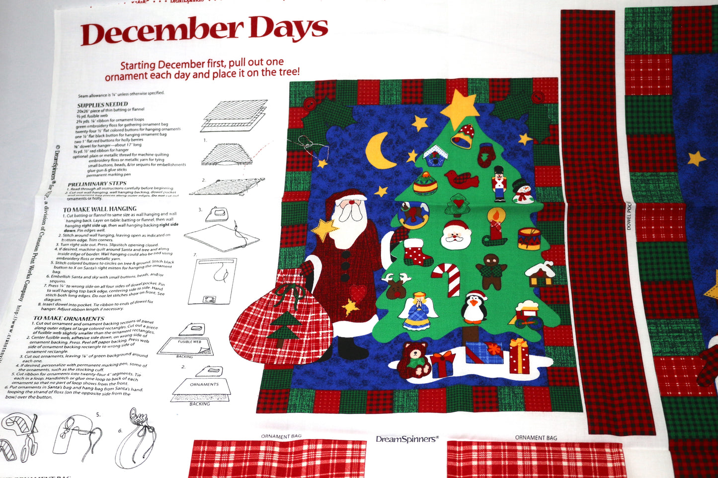 December Days Ornament a Day Cut & Sew Fabric Panel