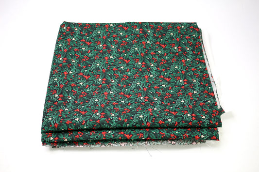 Holly Berry Bush Cotton Fabric 45" x 2 yds