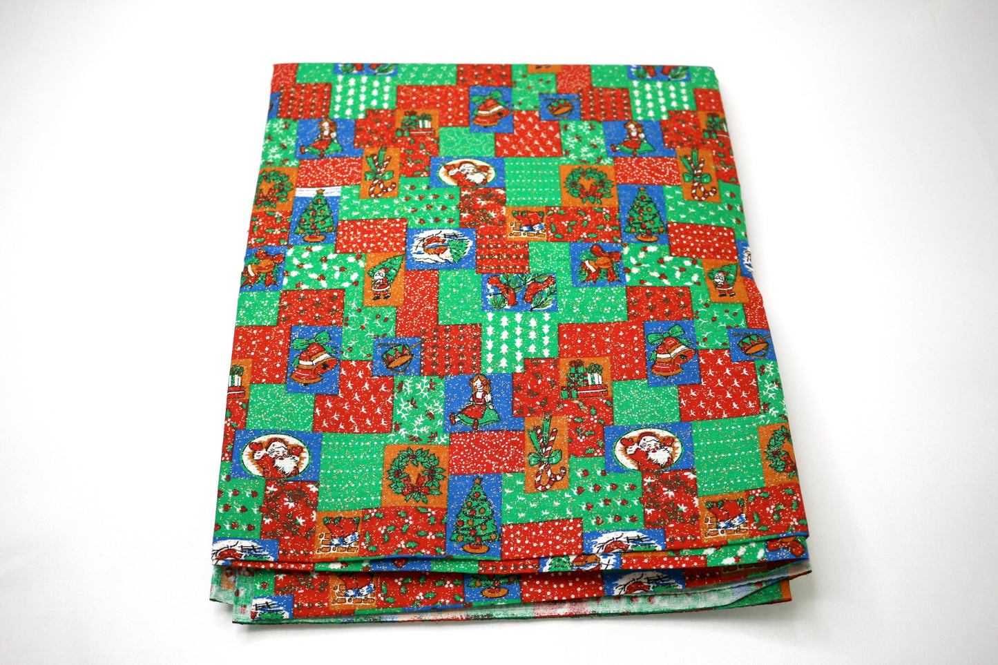Vintage Patchwork 70's Christmas Glitter Cotton Fabric 45" x 2 yds