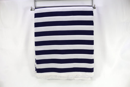 1" Navy Blue Cotton Blend Striped Fabric 60" x 5 yds