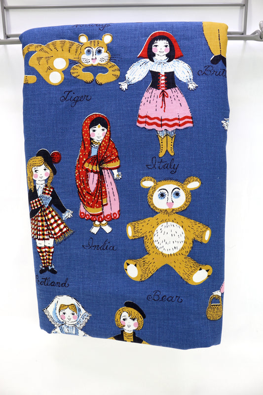 Dolls from around the World Cotton Fabric 35" x 4.25 yds