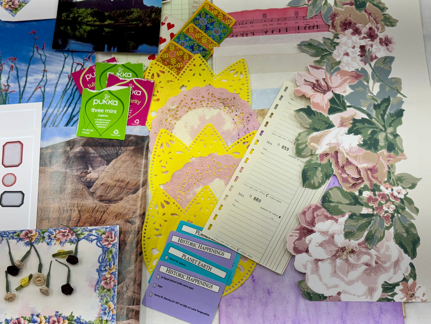 Vintage Floral Junk Journal Kit – 50+ Ephemera Pieces for Scrapbooking & DIY Crafts