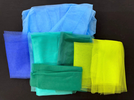 Blue and Green Tulle Fabric Bundle