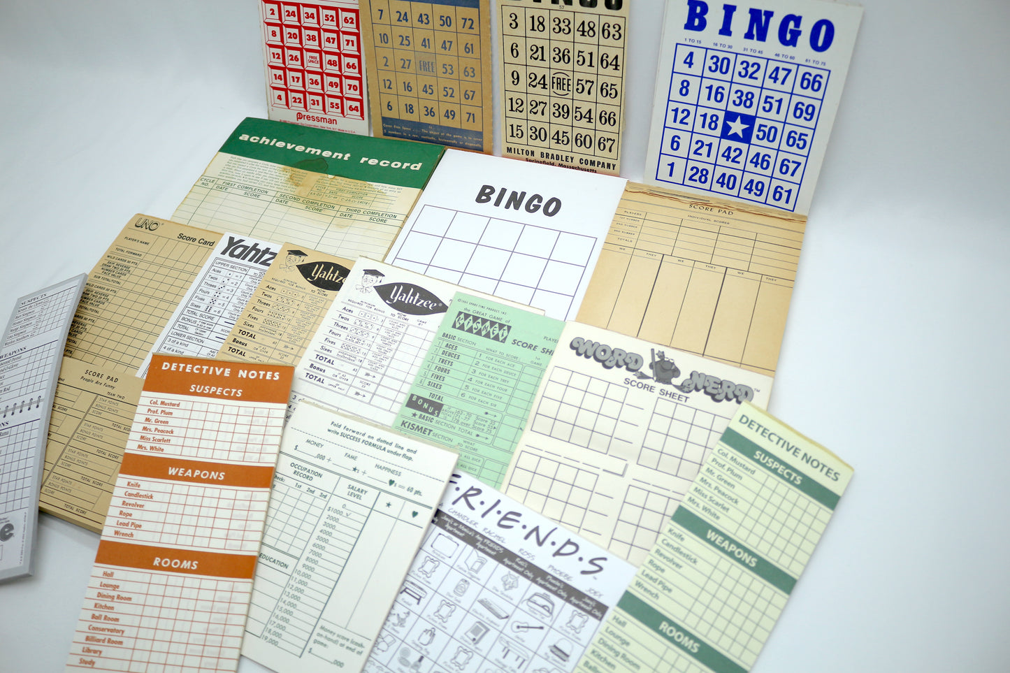 10 Vintage Game Score Sheets Junk Journals, Collage, Crafts, Etc. (Yahtzee, Golf, Uno, Canasta, Bridge, Skunk, etc.)