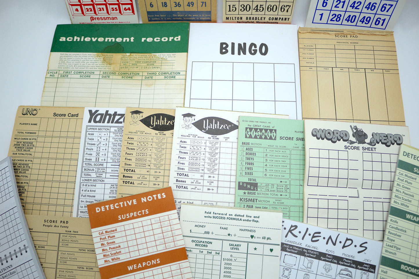 10 Vintage Game Score Sheets Junk Journals, Collage, Crafts, Etc. (Yahtzee, Golf, Uno, Canasta, Bridge, Skunk, etc.)