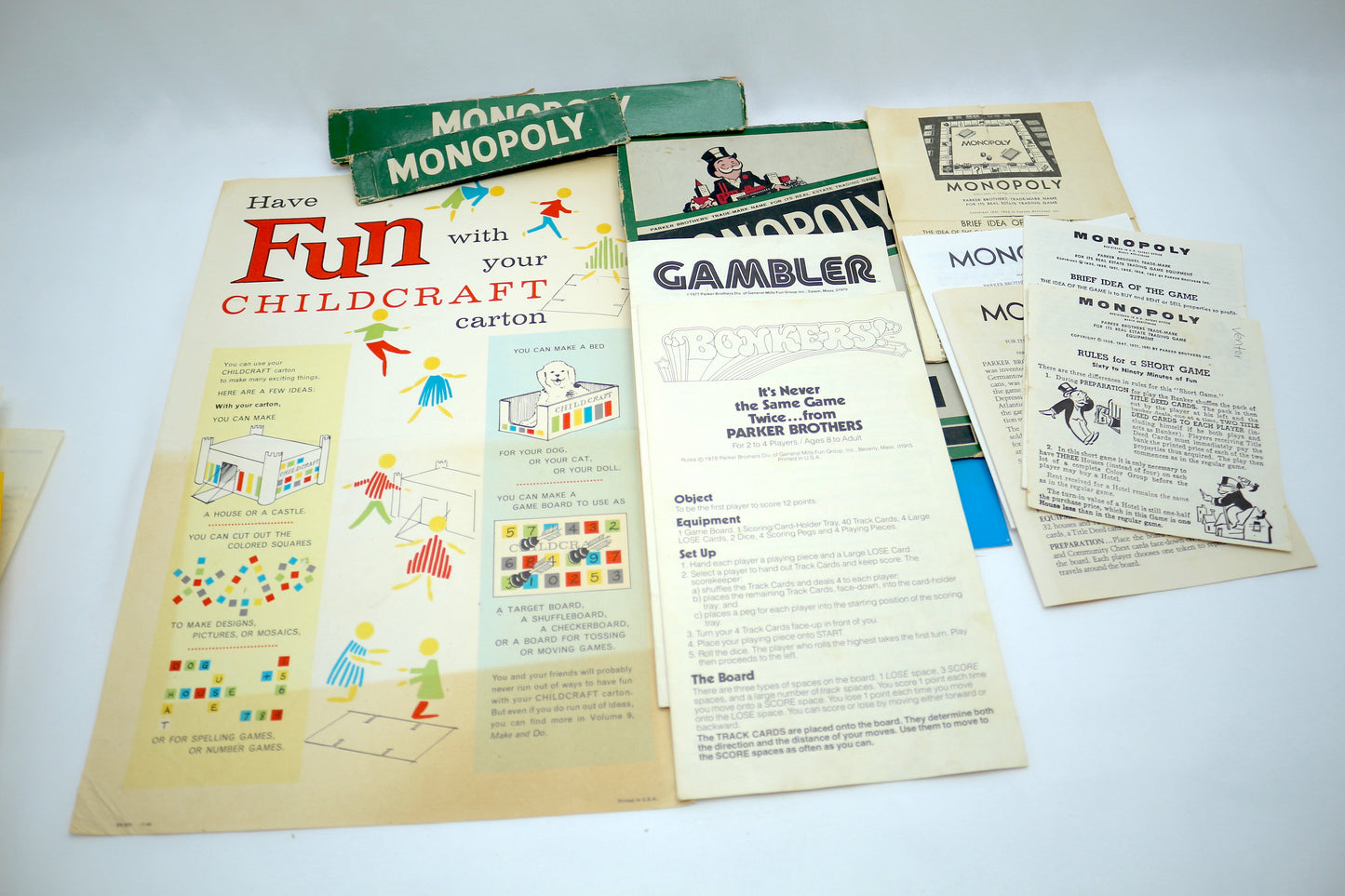 Original Vintage Game Instruction Booklet Grab Bag, Game Ephemera, Junk Journal Bundle